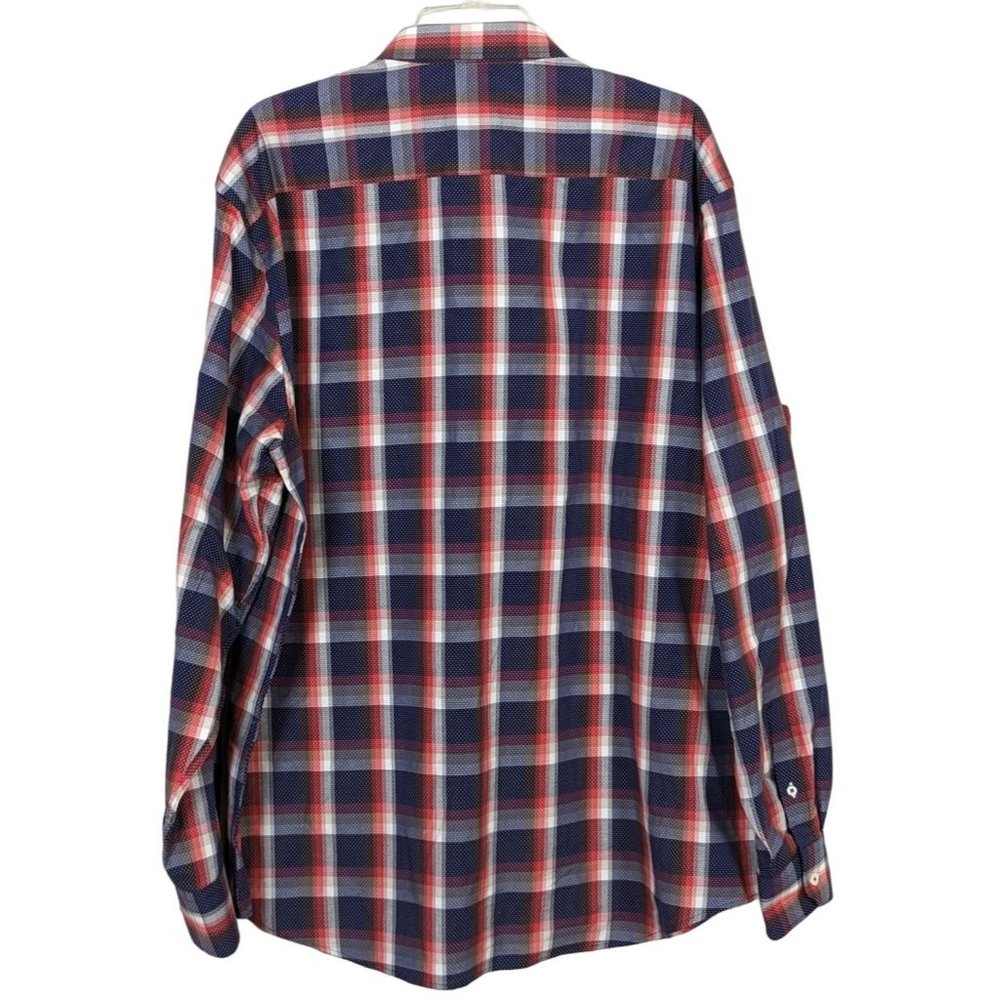 BUGATCHI long sleeve button down plaid career casual men shirt classic fit‎ XXL - Picture 2 of 9